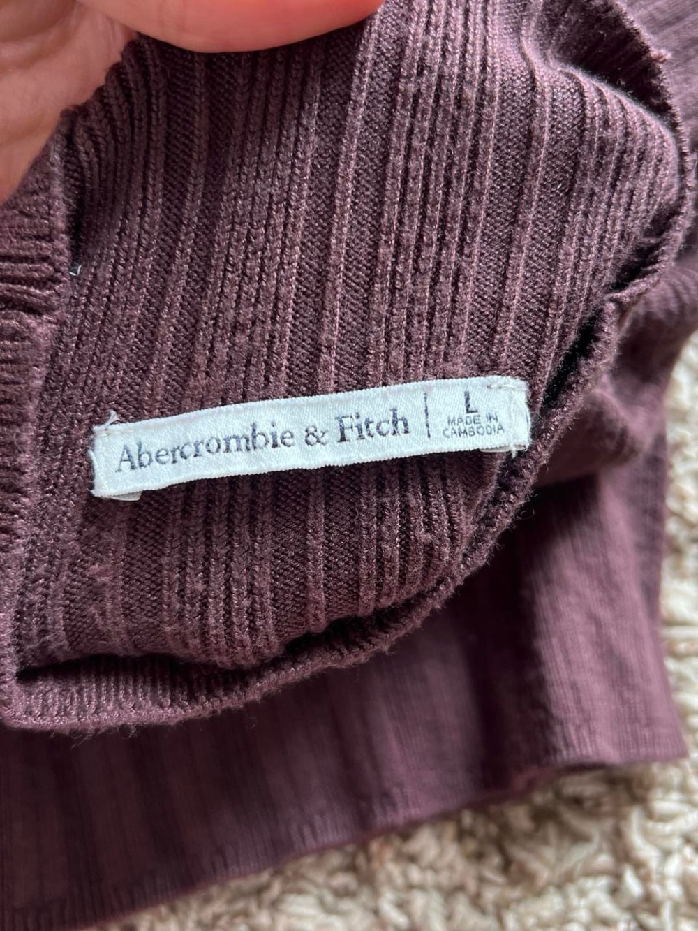 Abercrombie and Fitch brown ribbed long sleeve mock neck top - Picture 2 of 5